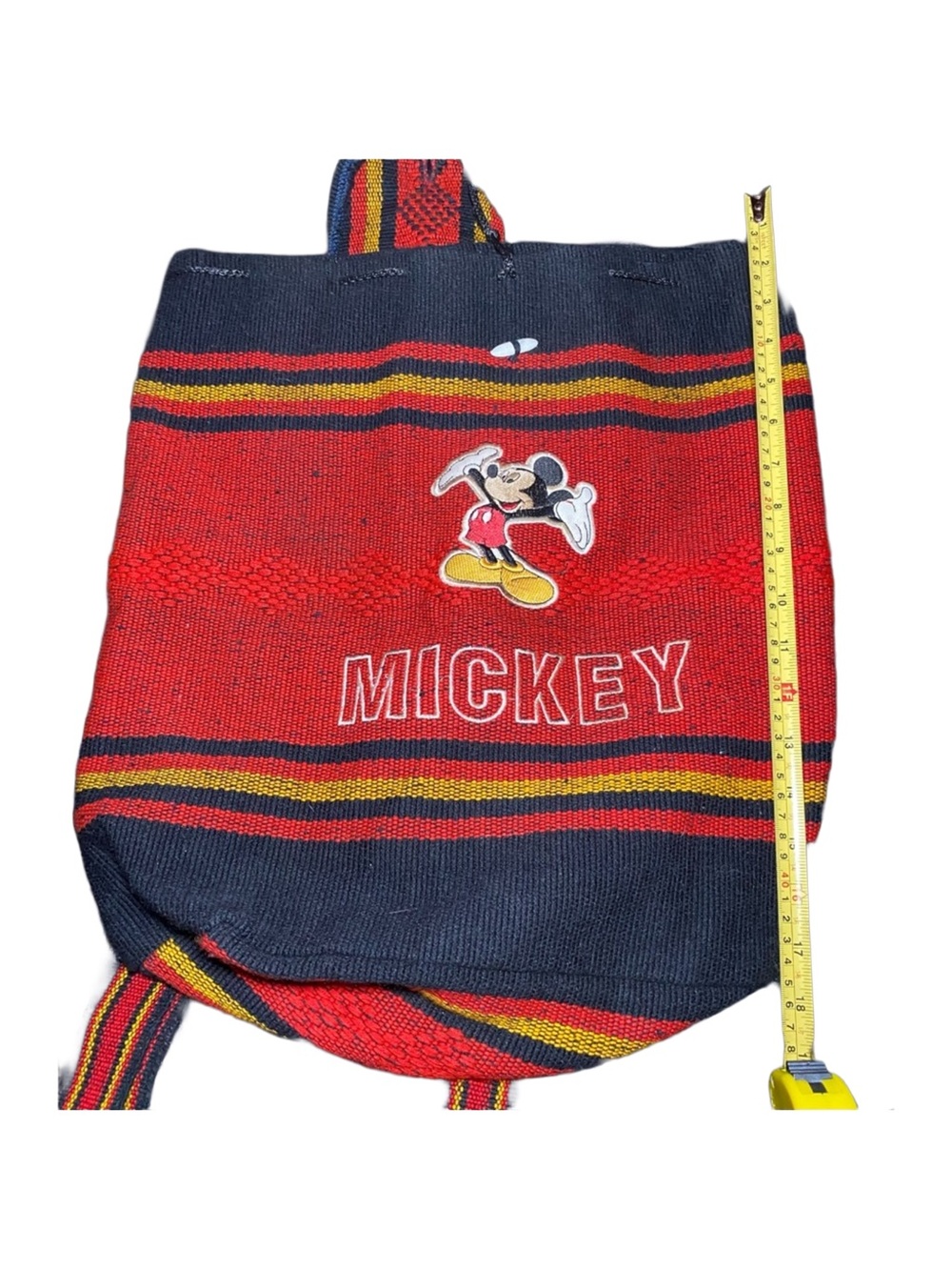 Vintage Mickey Mouse Woven Mini Backpack Disney Red Blue 90s - Picture 3 of 5